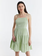 Backless Self Tie Tiered Dress