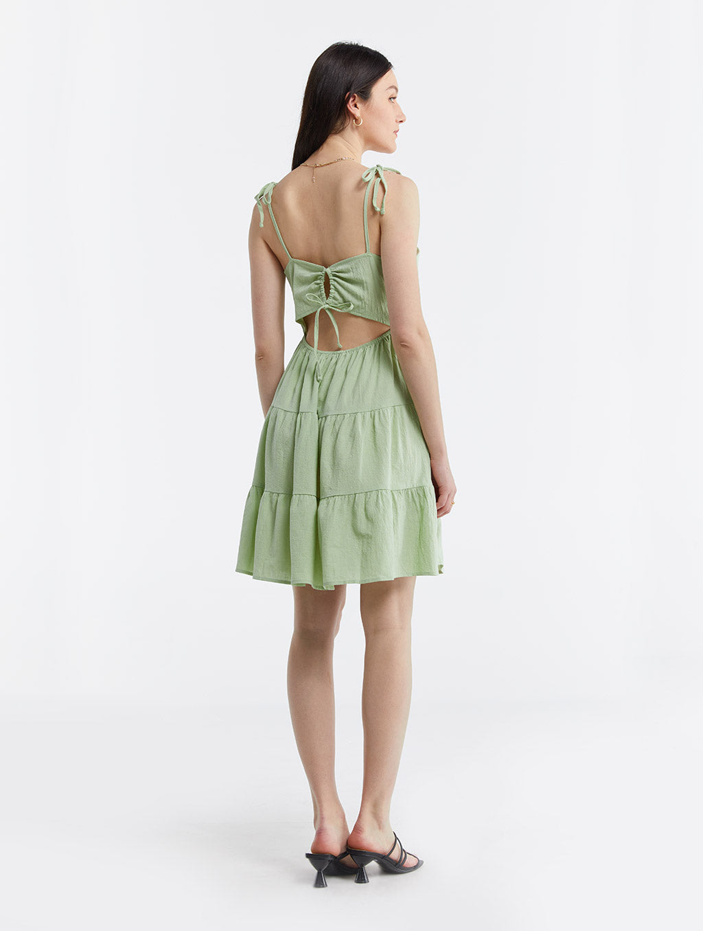 Backless Self Tie Tiered Dress