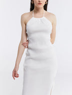 Backless Side Slit Halter Dress