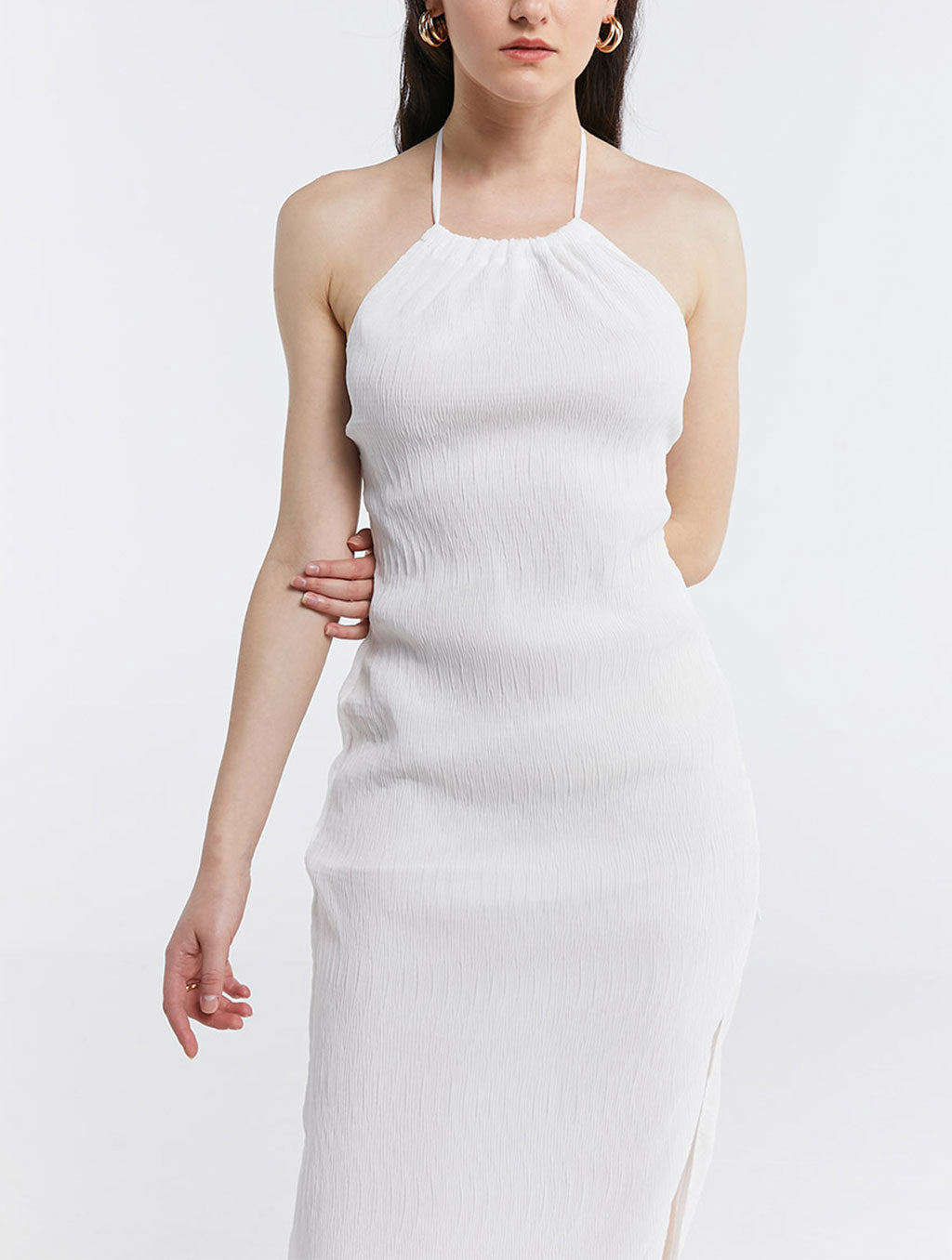 Backless Side Slit Halter Dress