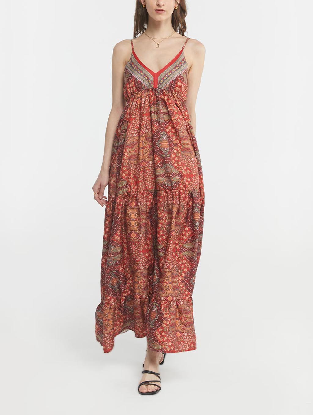 Boho Printed Strap Maxi Dress