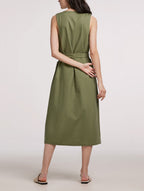 Breezy V-Neck Midi Dress In Waist Tie