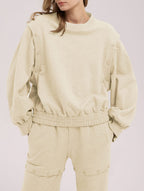 Button Sleeve Sweatshirt