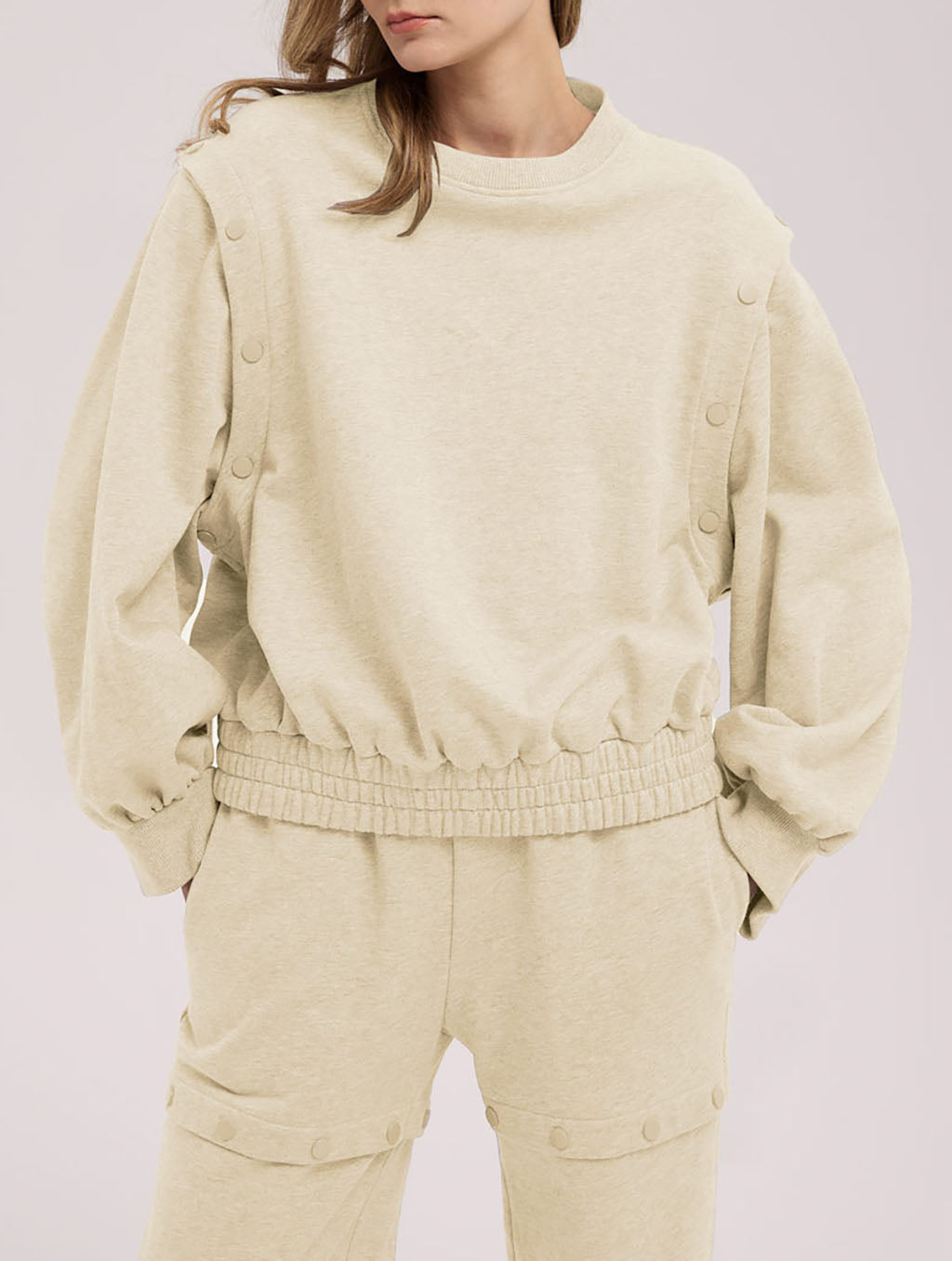 Button Sleeve Sweatshirt