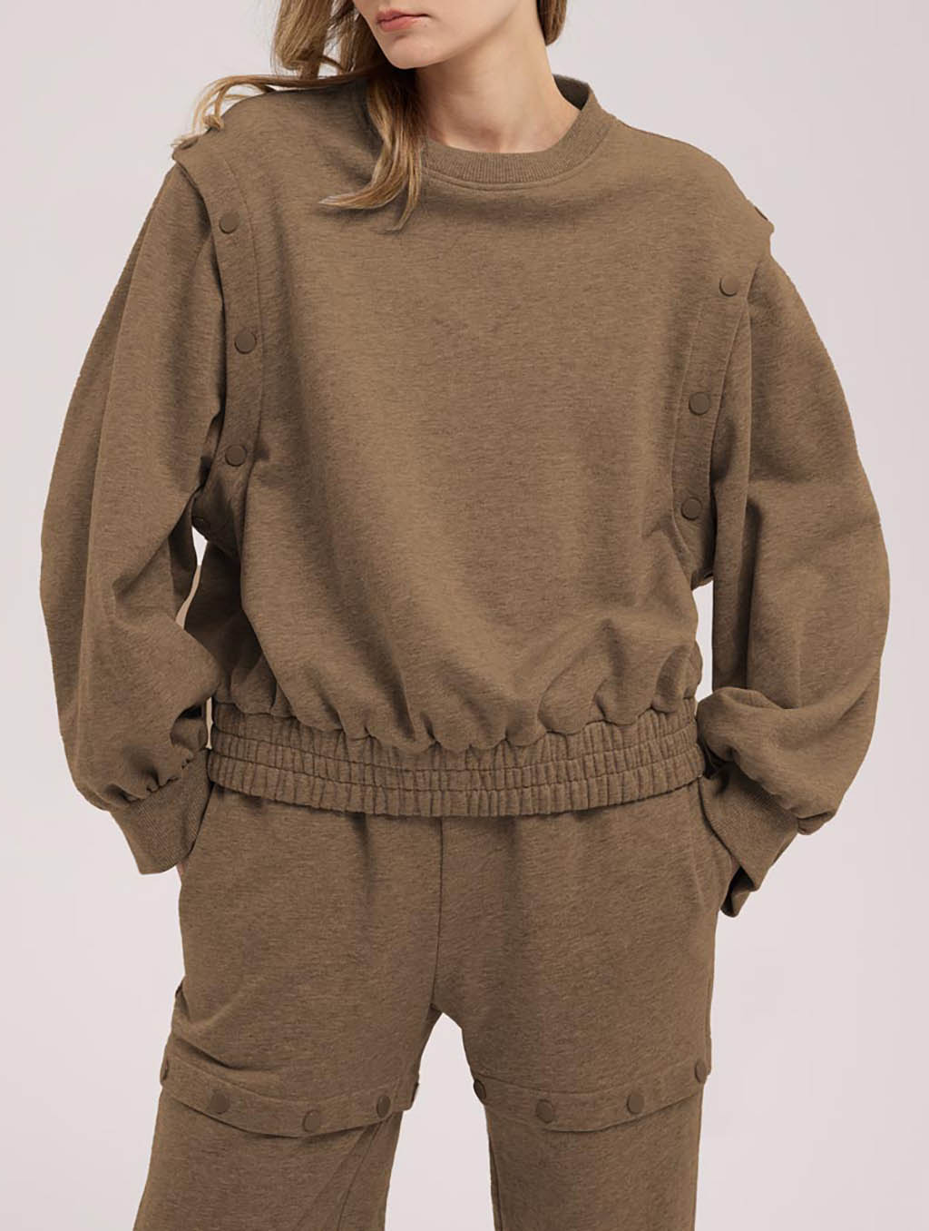 Button Sleeve Sweatshirt