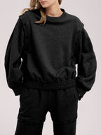 Button Sleeve Sweatshirt