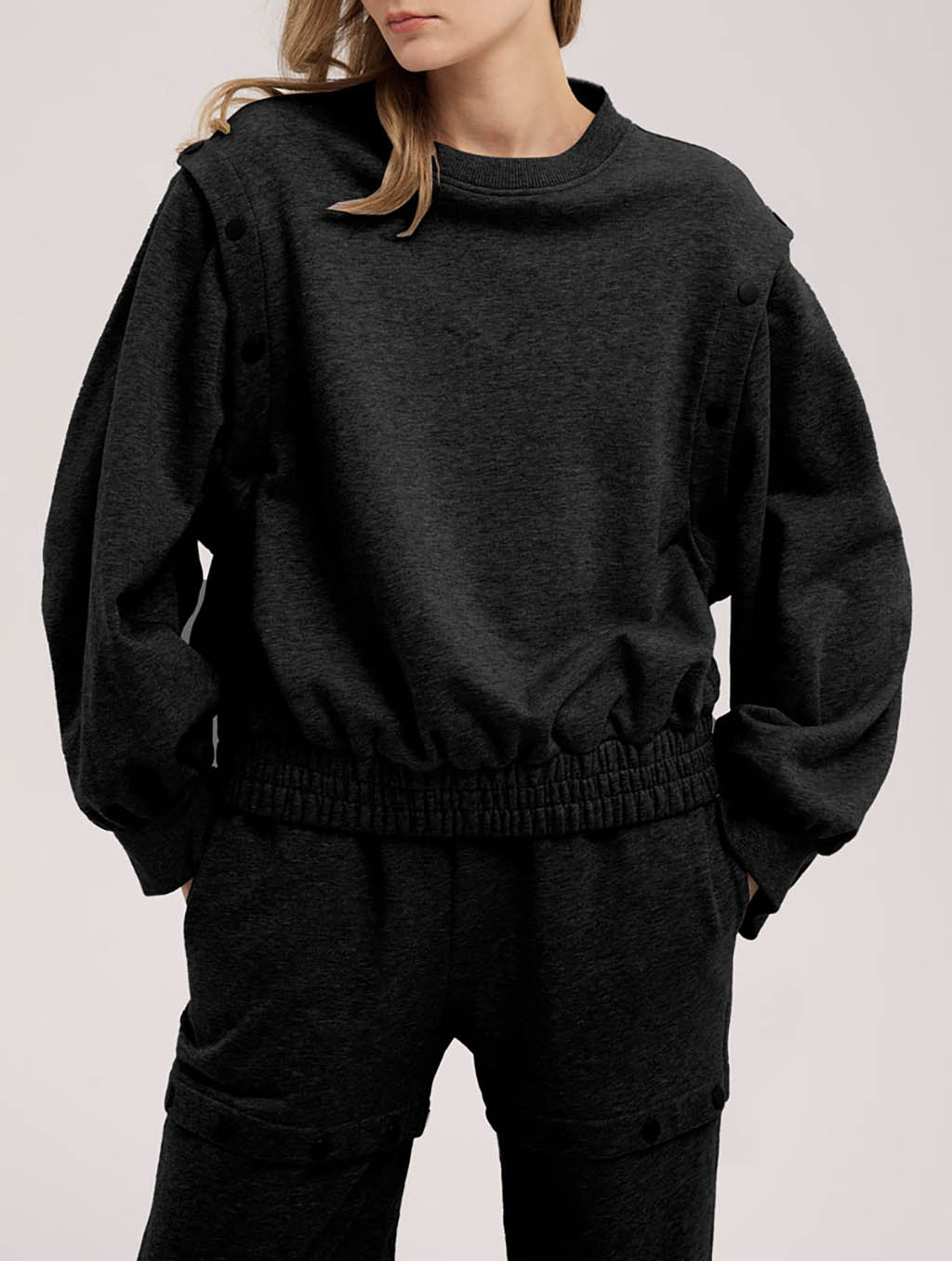 Button Sleeve Sweatshirt