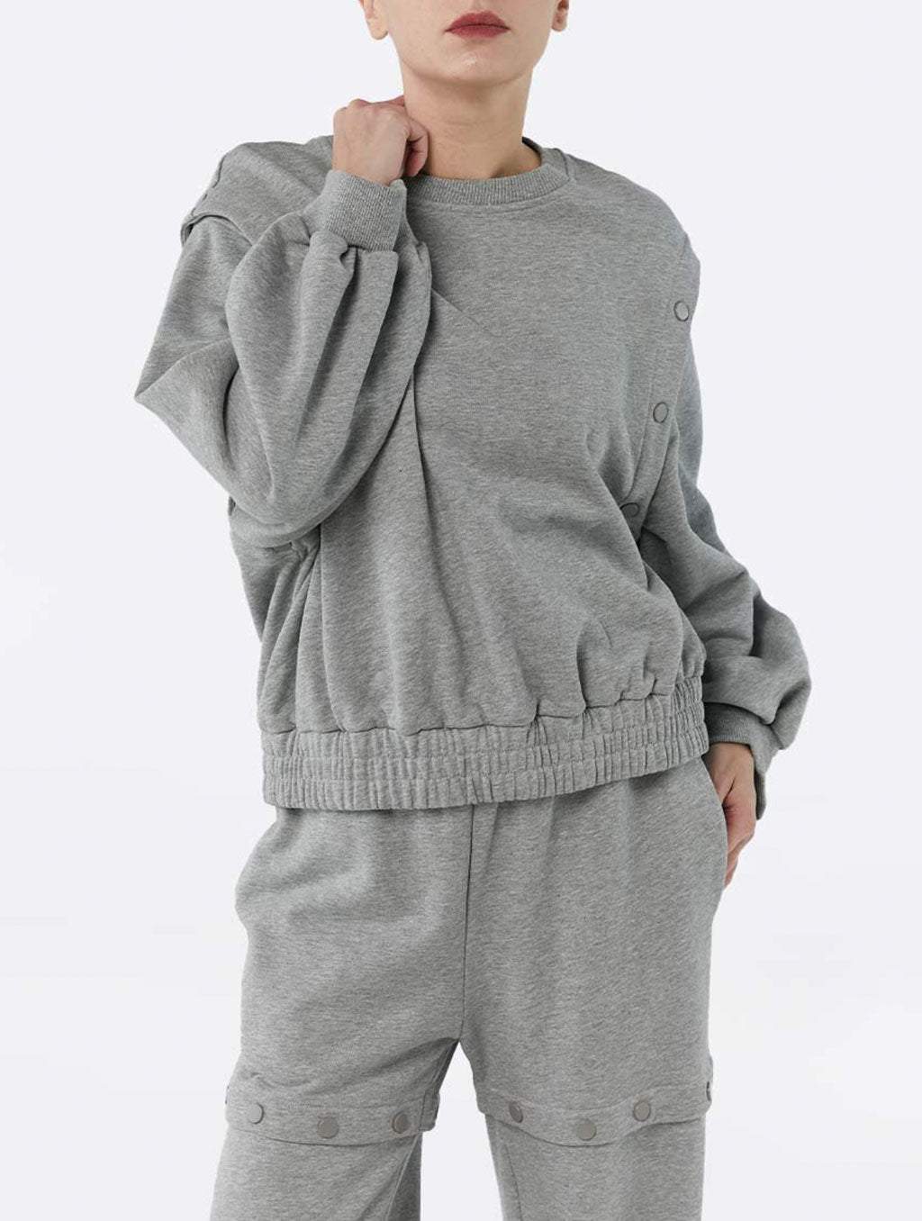 Button Sleeve Sweatshirt