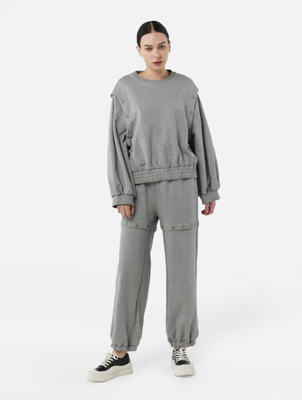 Button Sleeve Sweatshirt