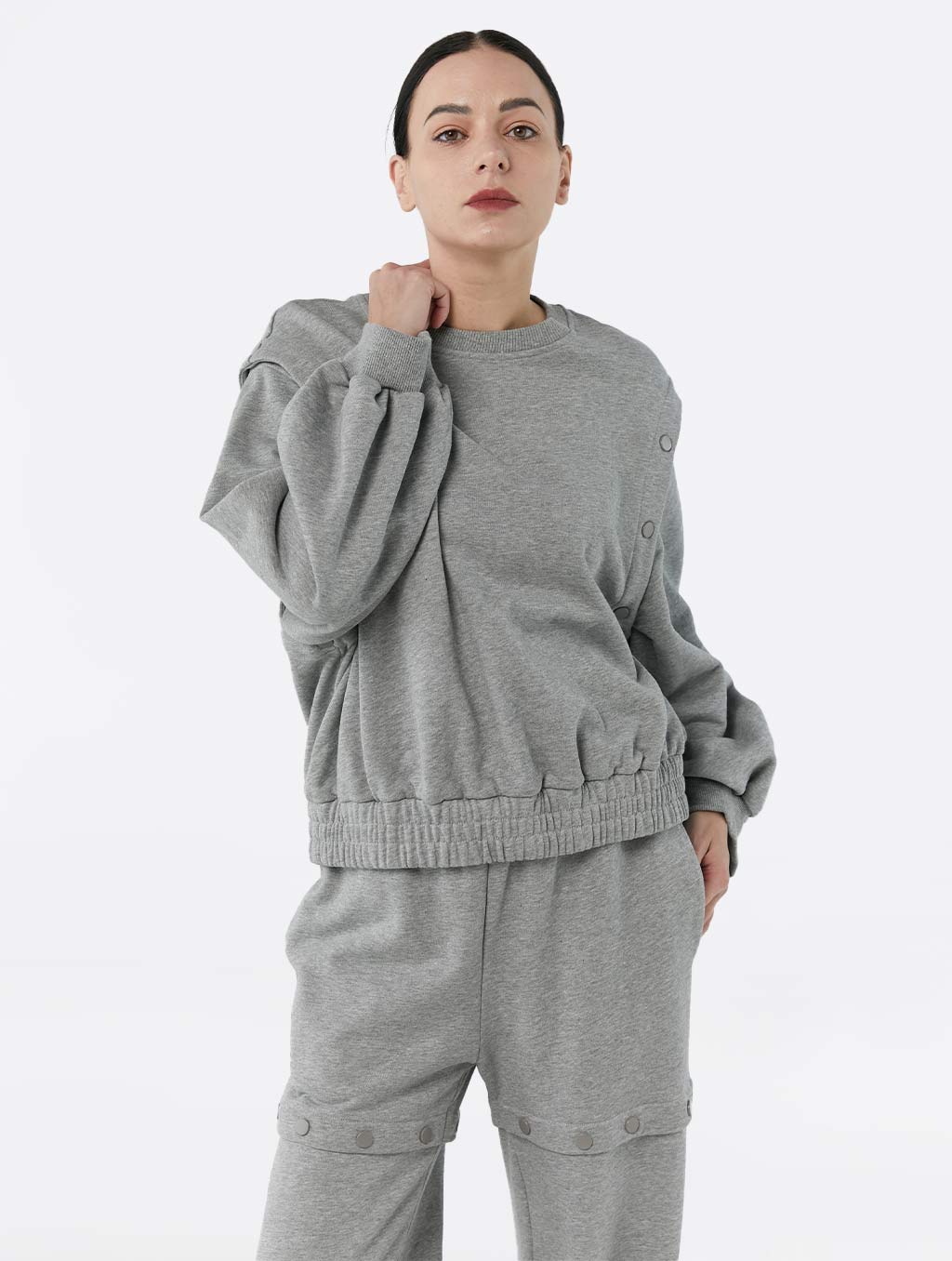 Button Sleeve Sweatshirt