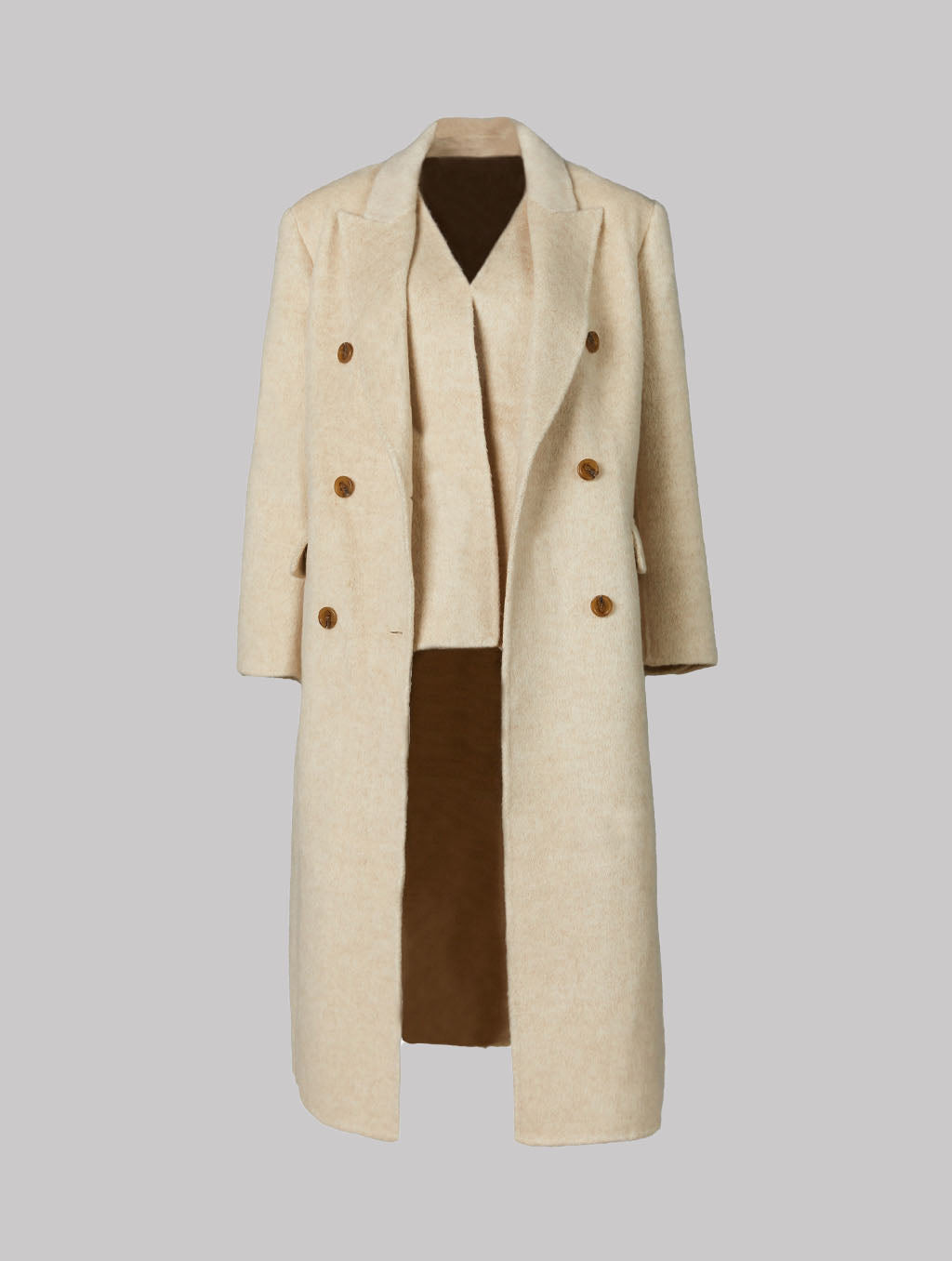 Buttoned Vest-Inside Wool Coat