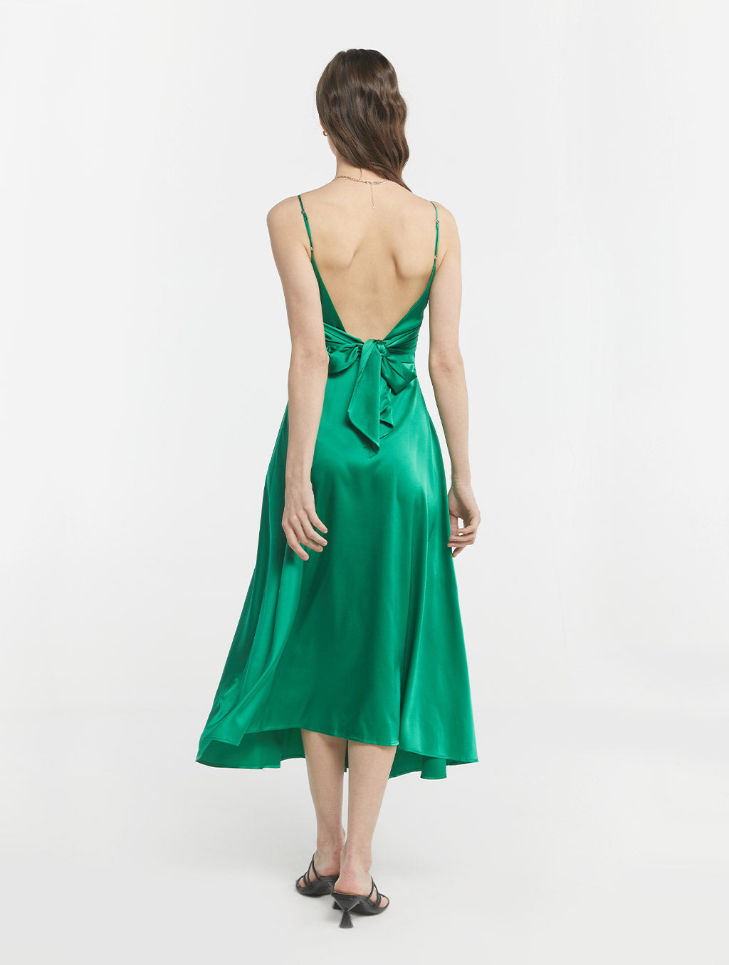 Camisole High Slited Silk Dress With Tie Back