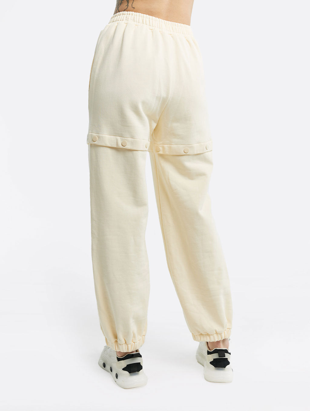 Chic Buttoned Pure Cotton Sweatpants