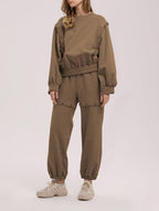 Chic Buttoned Pure Cotton Sweatpants