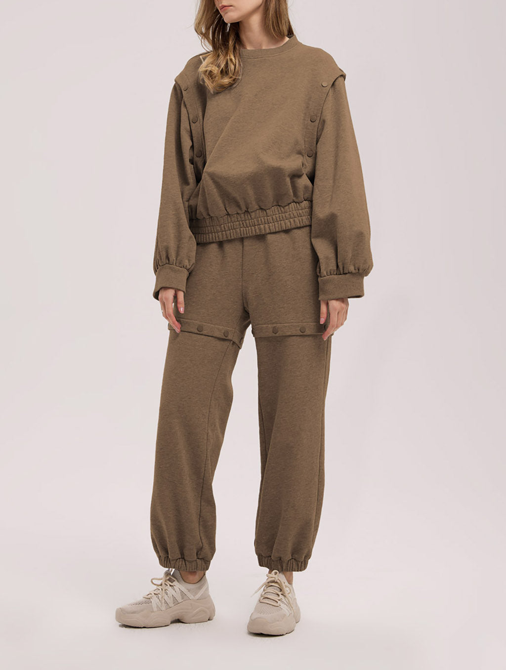 Chic Buttoned Pure Cotton Sweatpants