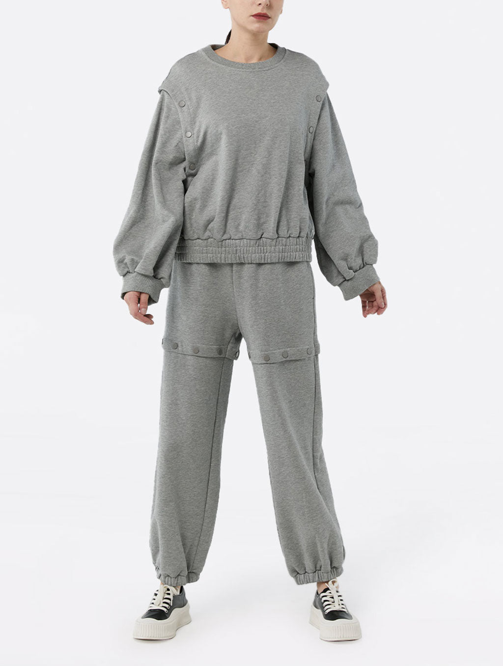 Chic Buttoned Pure Cotton Sweatpants