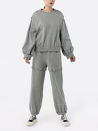 Chic Buttoned Pure Cotton Sweatpants