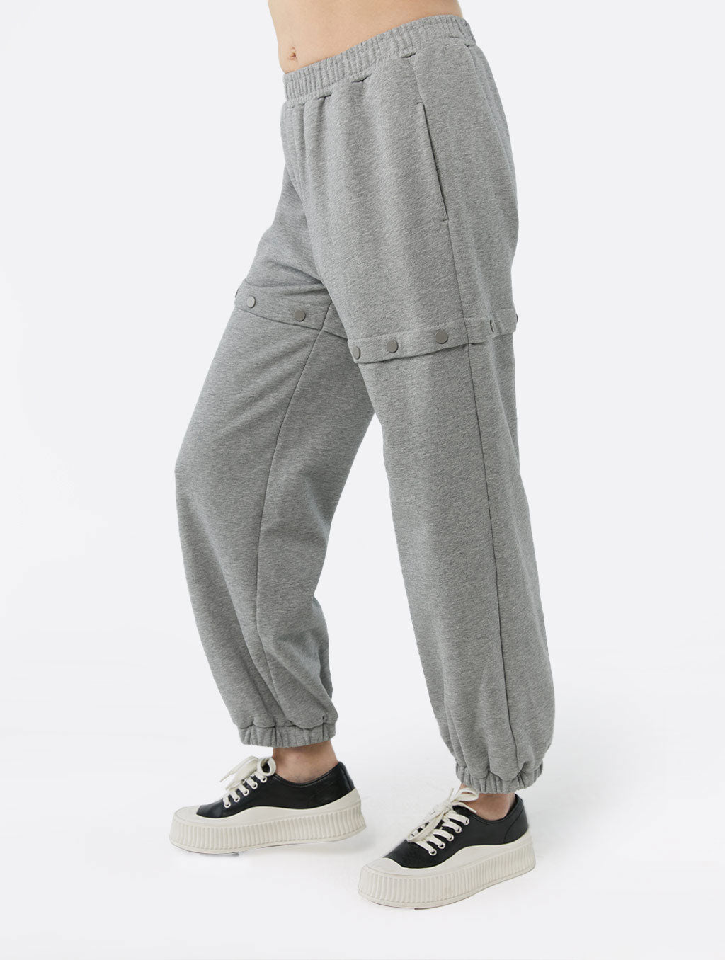 Chic Buttoned Pure Cotton Sweatpants