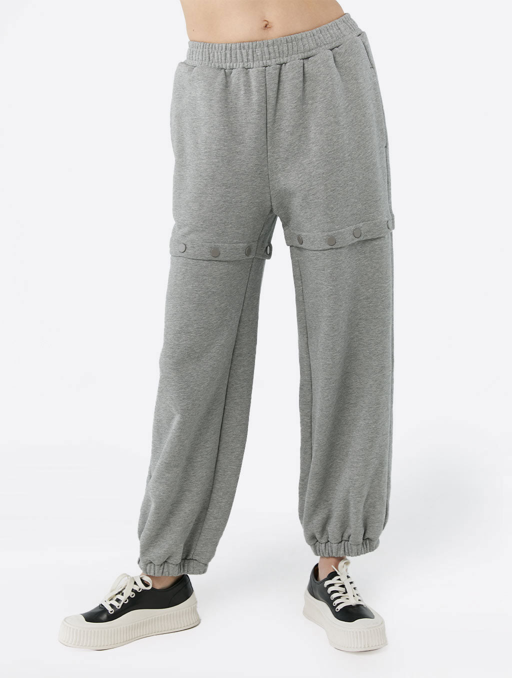 Chic Buttoned Pure Cotton Sweatpants