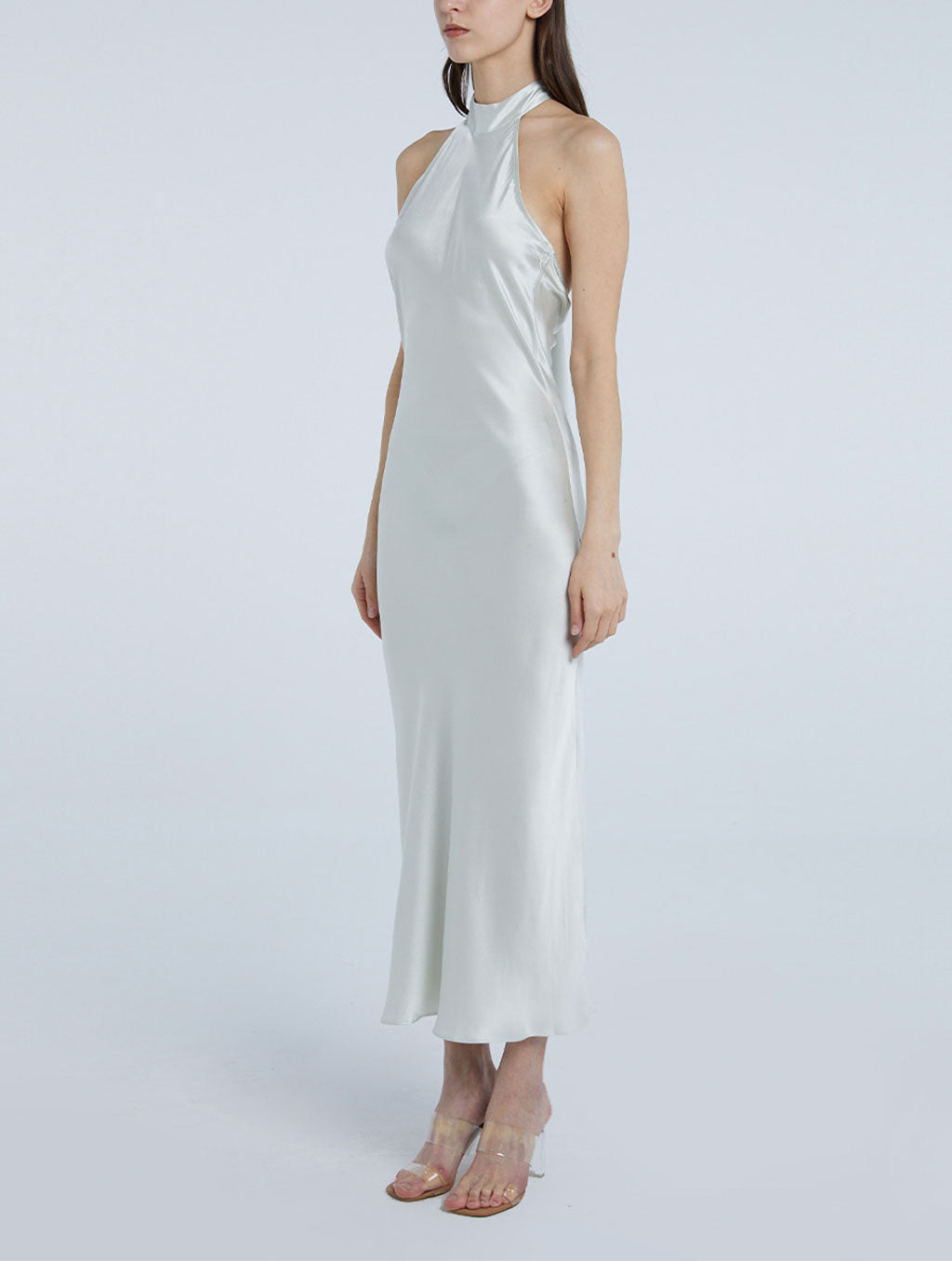 Choker Collar Low Back Silk Dress