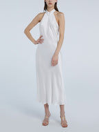 Choker Collar Low Back Silk Dress