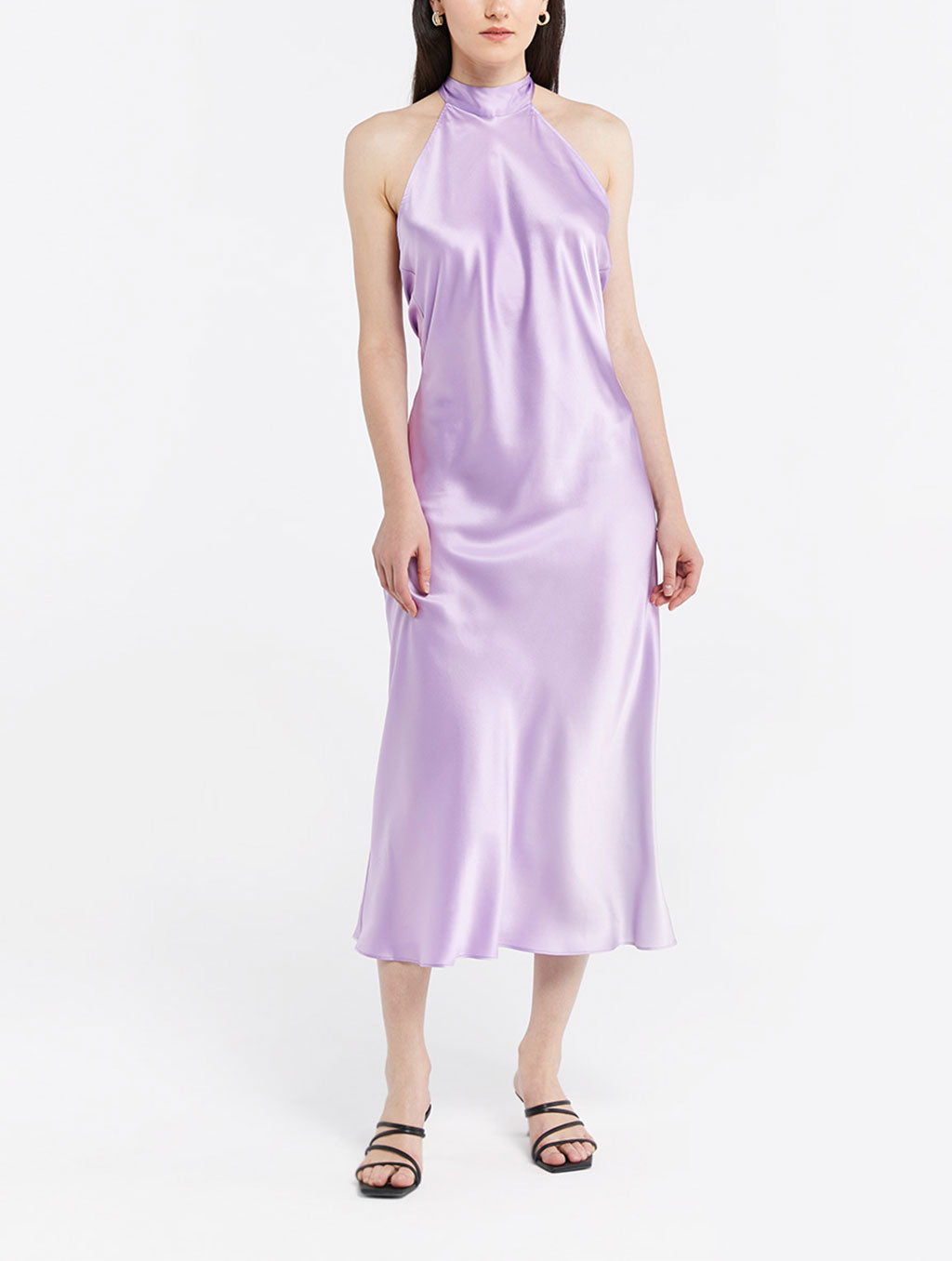 Choker Collar Low Back Silk Dress