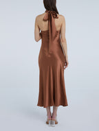 Choker Collar Low Back Silk Dress