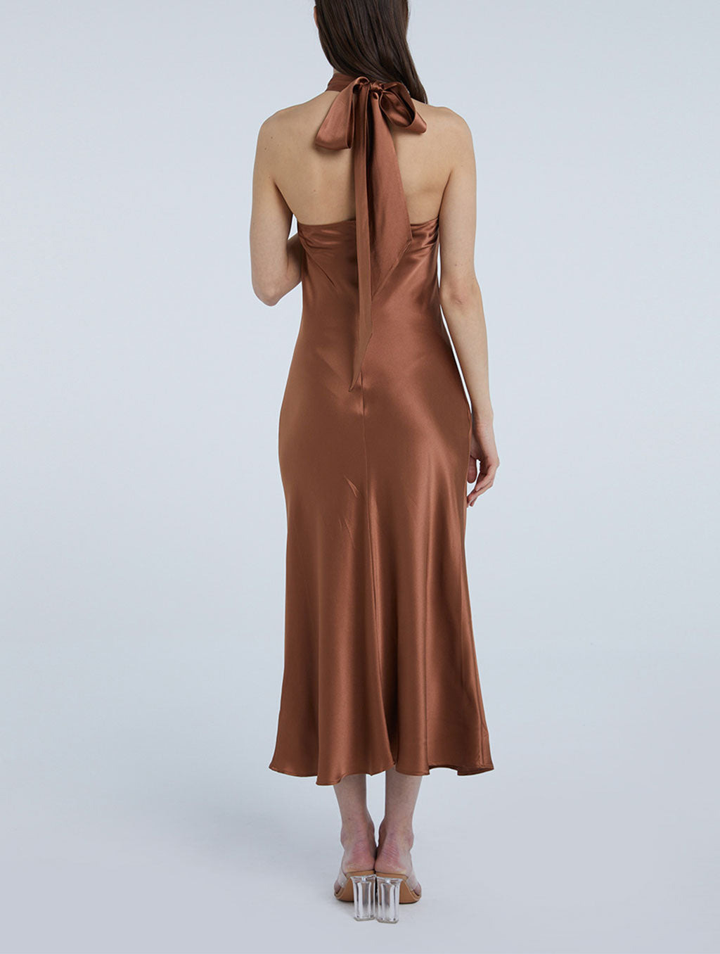 Choker Collar Low Back Silk Dress