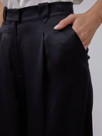 Casual Pleated Silk Wide-Leg Pants