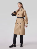 Color-block Double-breasted Trench Coat