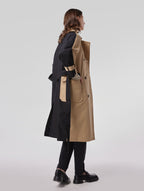 Color-block Double-breasted Trench Coat