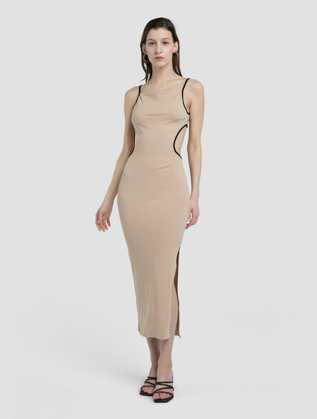 Color Contrast Back Mesh Dress