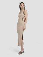 Color Contrast Back Mesh Dress