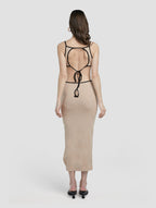 Color Contrast Back Mesh Dress