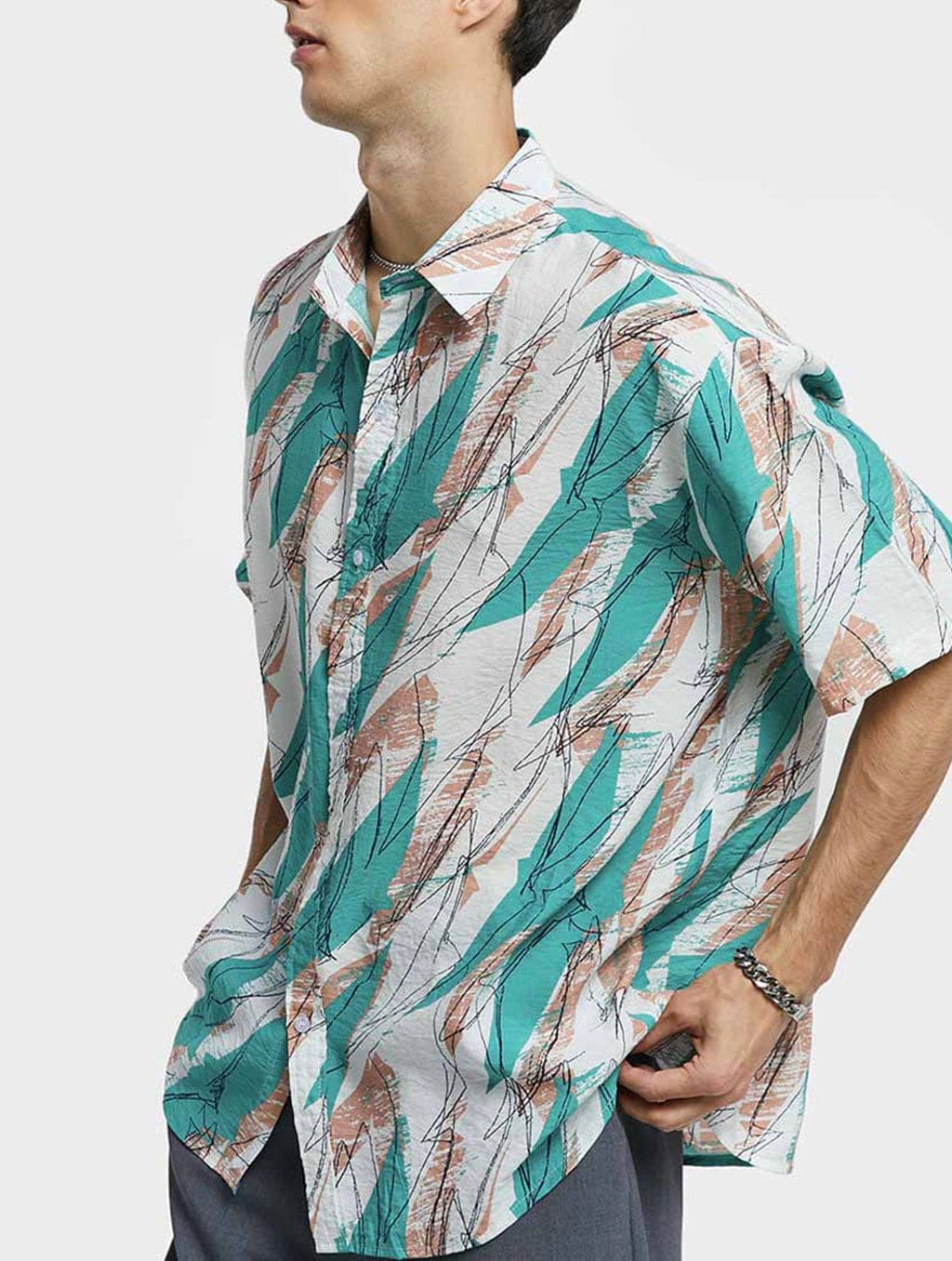 Color Contrast Short-Sleeve Shirt