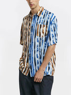 Color Contrast Striped Short-Sleeve Shirt