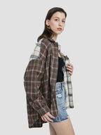 Colorblock Plaid Long-Sleeve Shirt