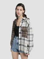 Colorblock Plaid Long-Sleeve Shirt