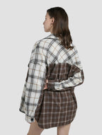 Colorblock Plaid Long-Sleeve Shirt