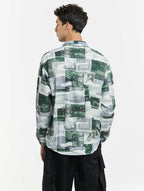 Colorblock Printed Long-Sleeve Shirt