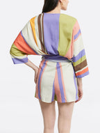 Colorful Wrap Long Sleeve Romper