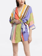 Colorful Wrap Long Sleeve Romper