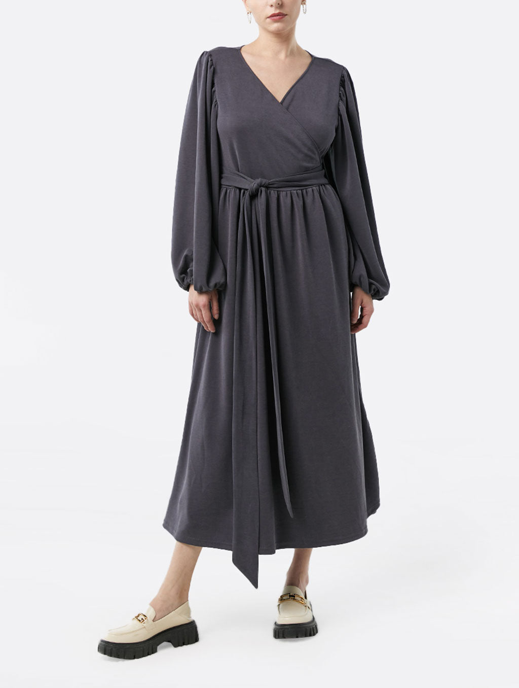 Comfy Surplice Neckline Modal Lounge Dress