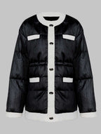 Contrast Crewneck Short Down Jacket