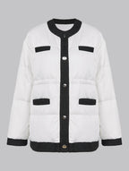 Contrast Crewneck Short Down Jacket