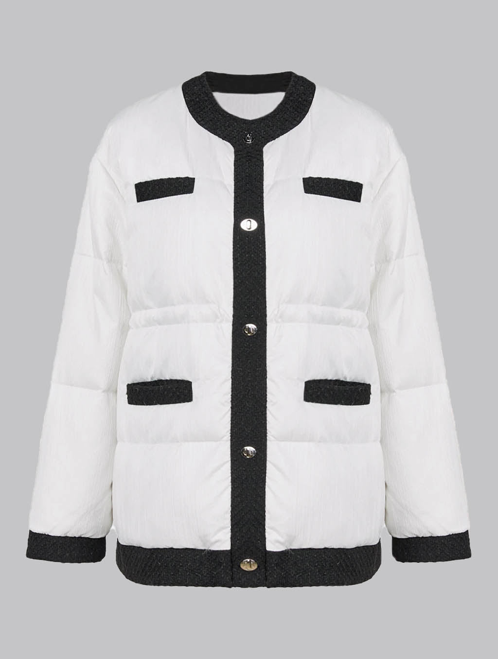 Contrast Crewneck Short Down Jacket