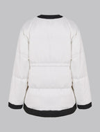 Contrast Crewneck Short Down Jacket