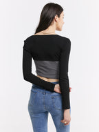 Contrast Square Neck Crop Top