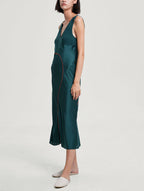 Contrast-Stitch Silk Dress