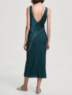 Contrast-Stitch Silk Dress